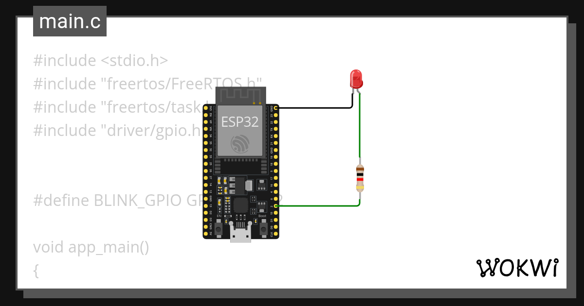 IDF LED Blink Wokwi ESP32, STM32, Arduino Simulator