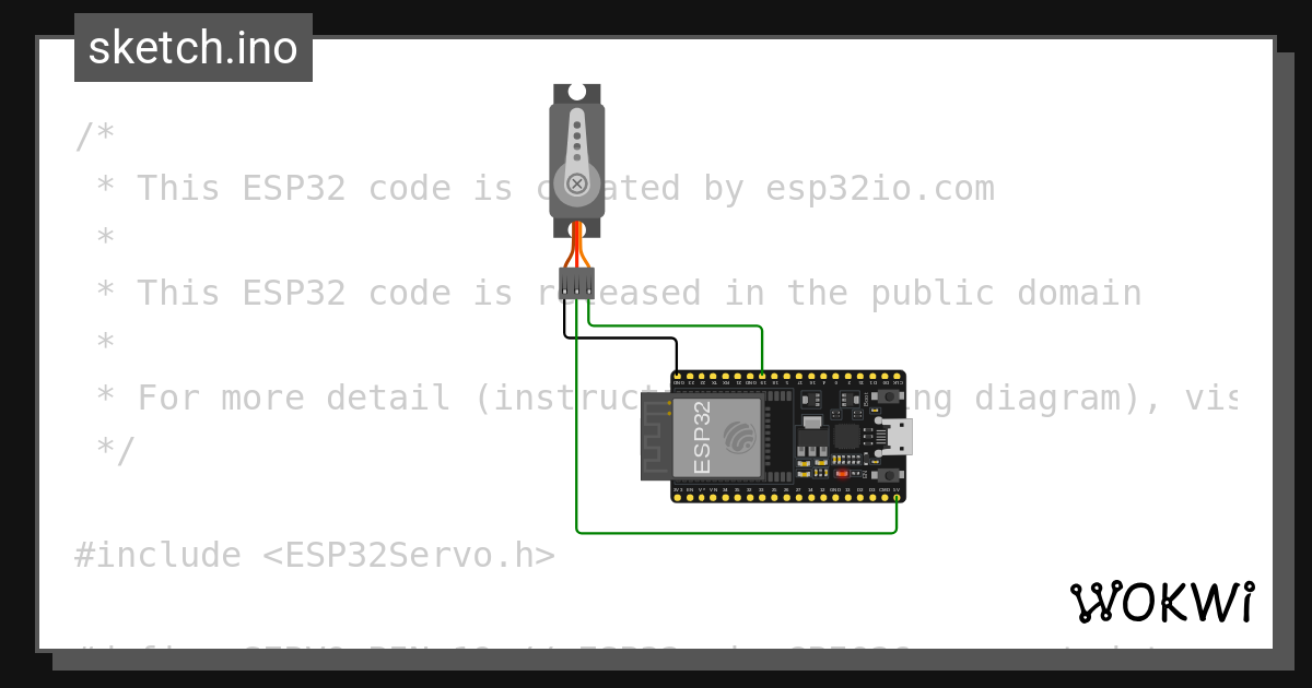 ESP32 SERVO MOTOR - Wokwi ESP32, STM32, Arduino Simulator