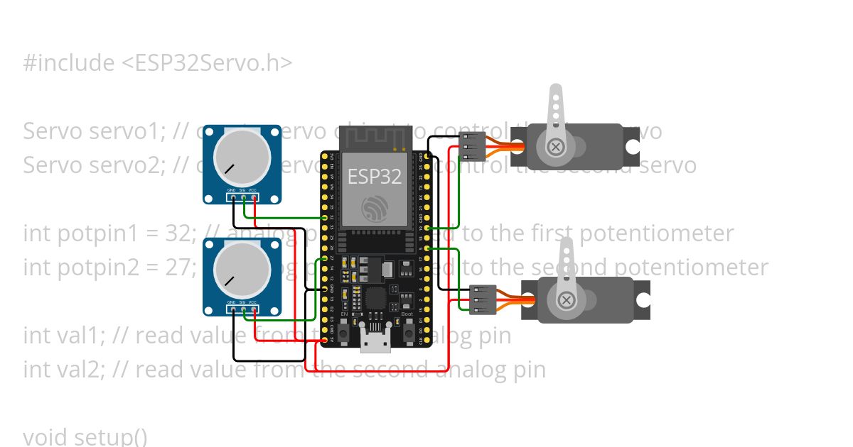 2 Servo, 2 Potentiometer simulation