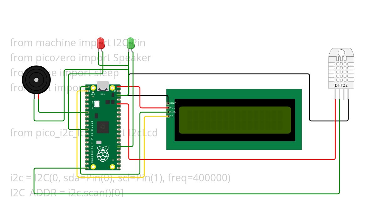Raspberry Pi Pico LCD I2C Hello World  simulation