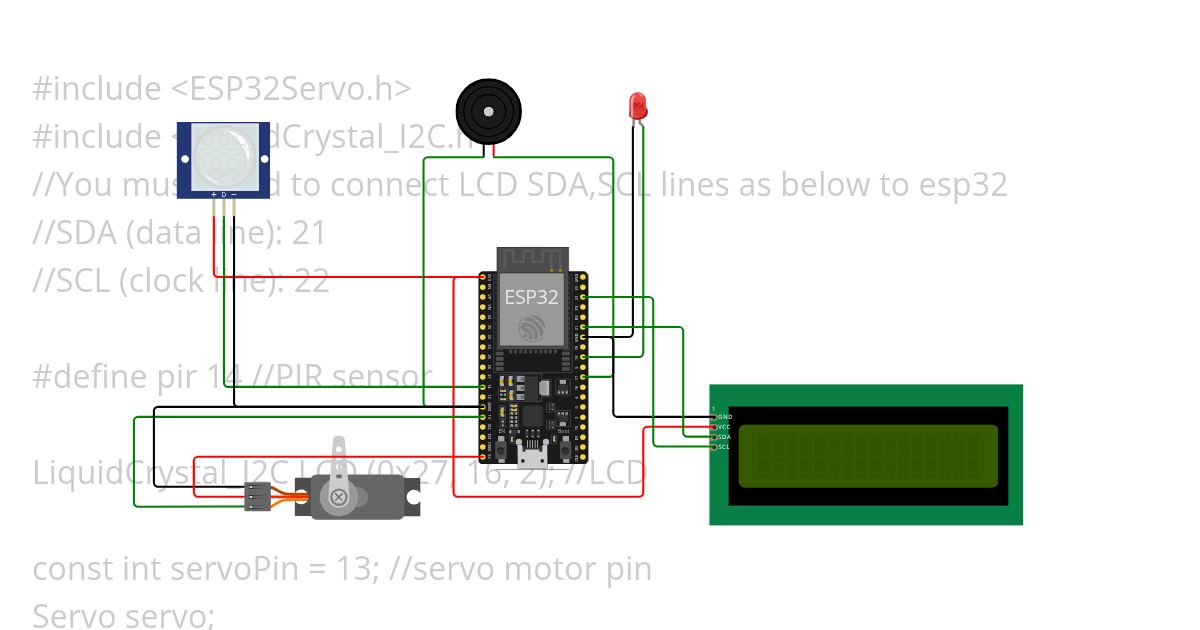 Motion sensor with LCD&servoM simulation