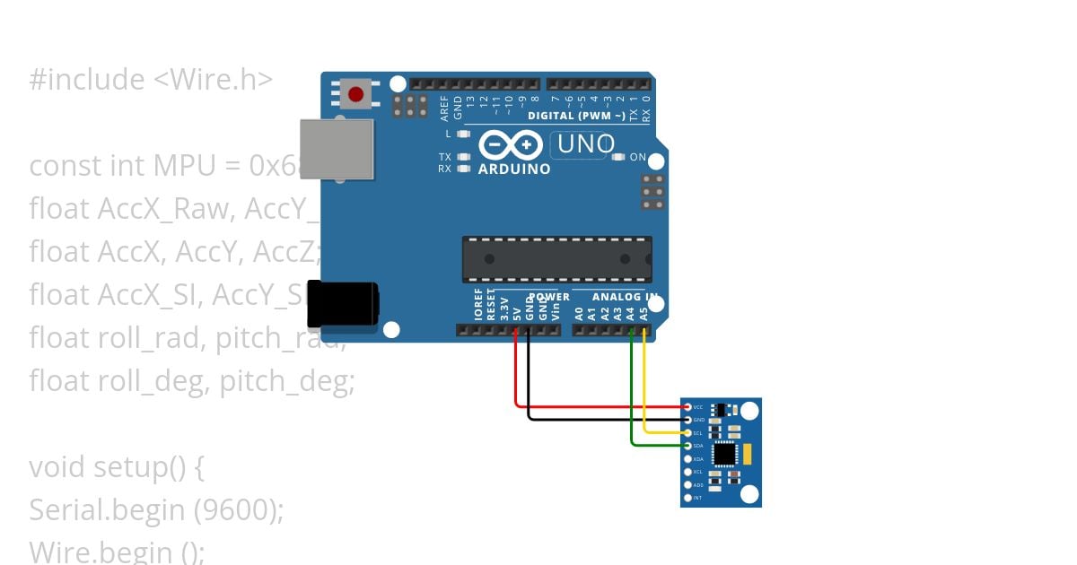 Arduino MPU6050 (Pitch & Roll) simulation