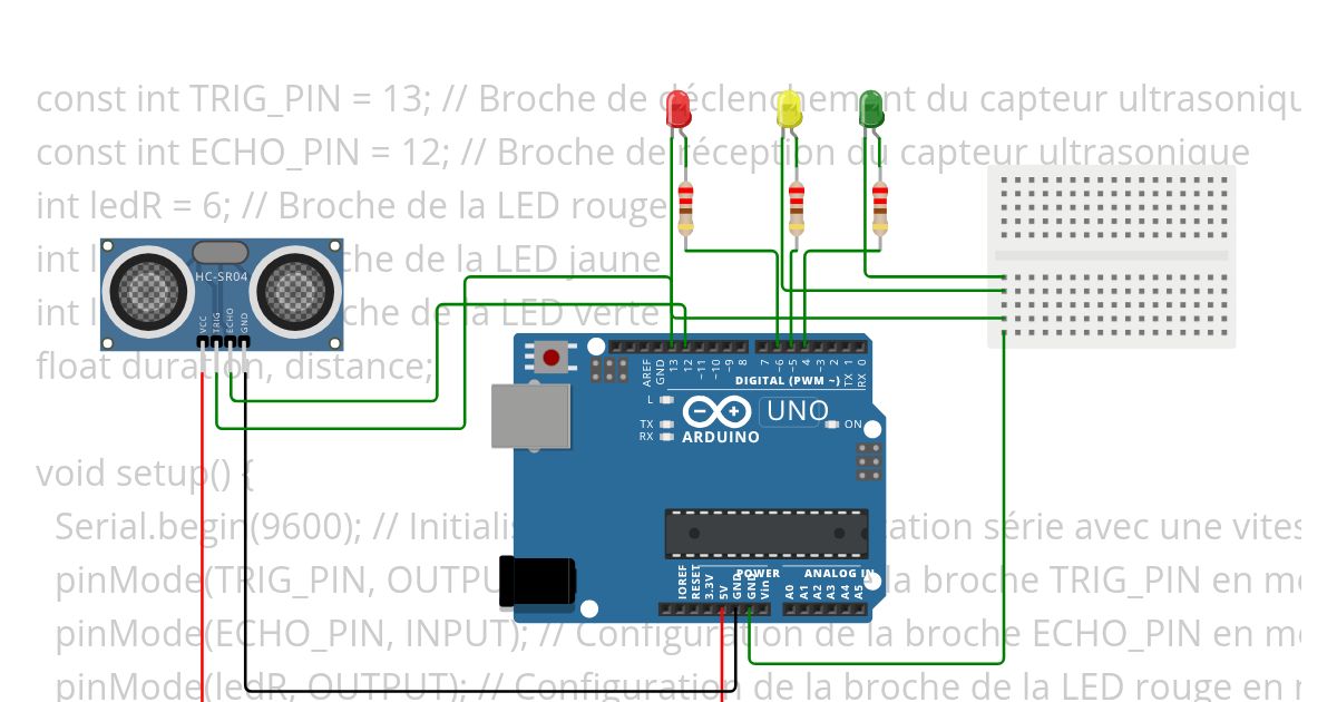 ultrasonic with leds simulation