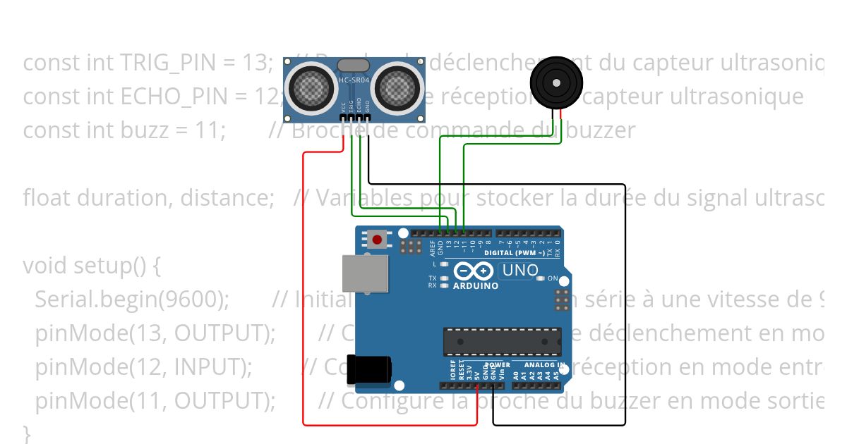 ultrasonic with buzzer simulation