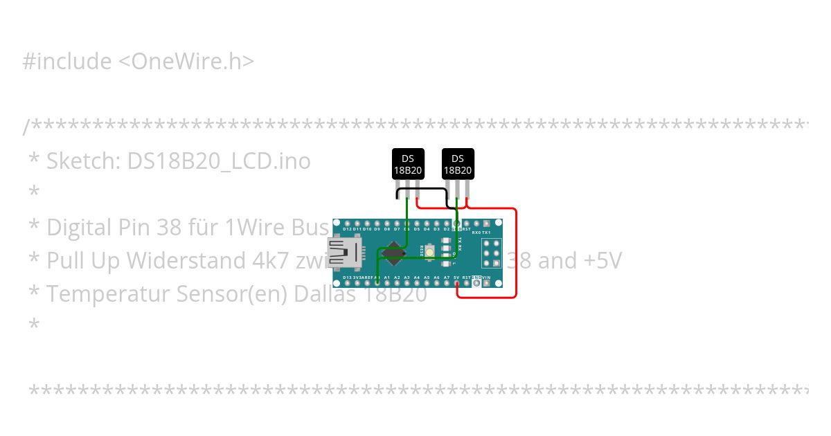 Dallas Temperatur nur mit ONEWIRE mit 2 Sensoren simulation