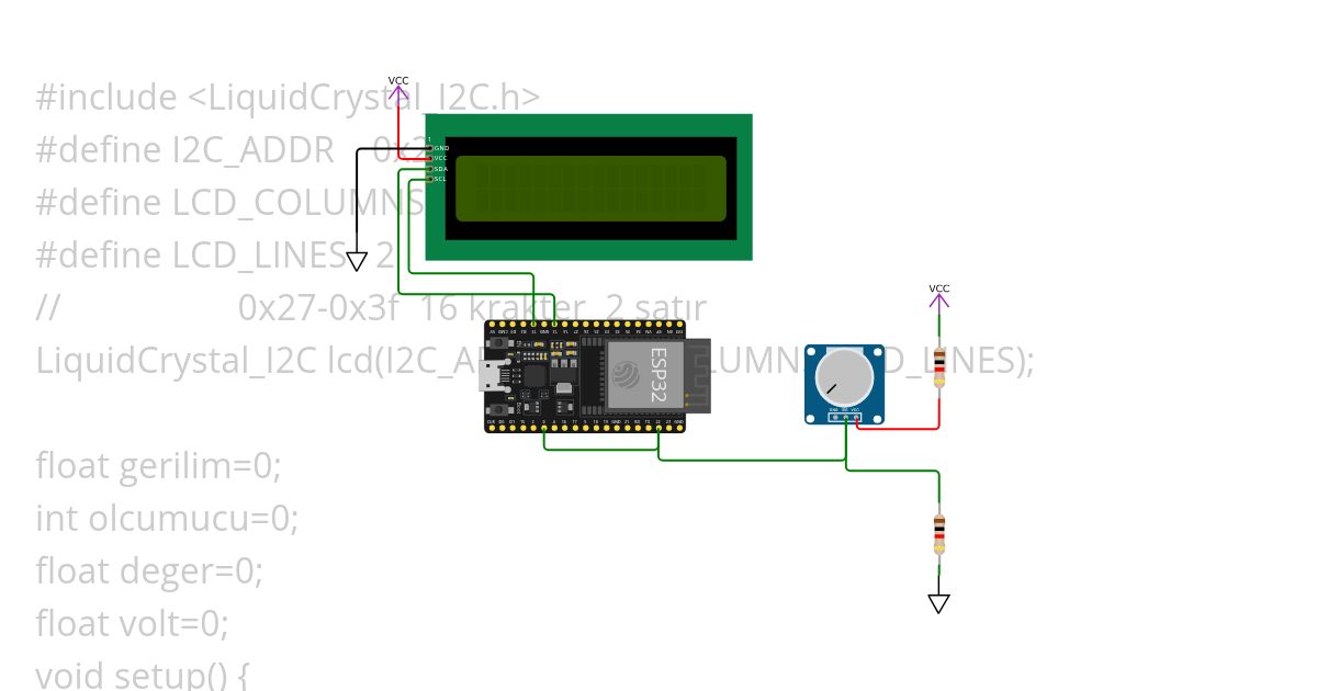 I2C LCD VOLTMETRE simulation