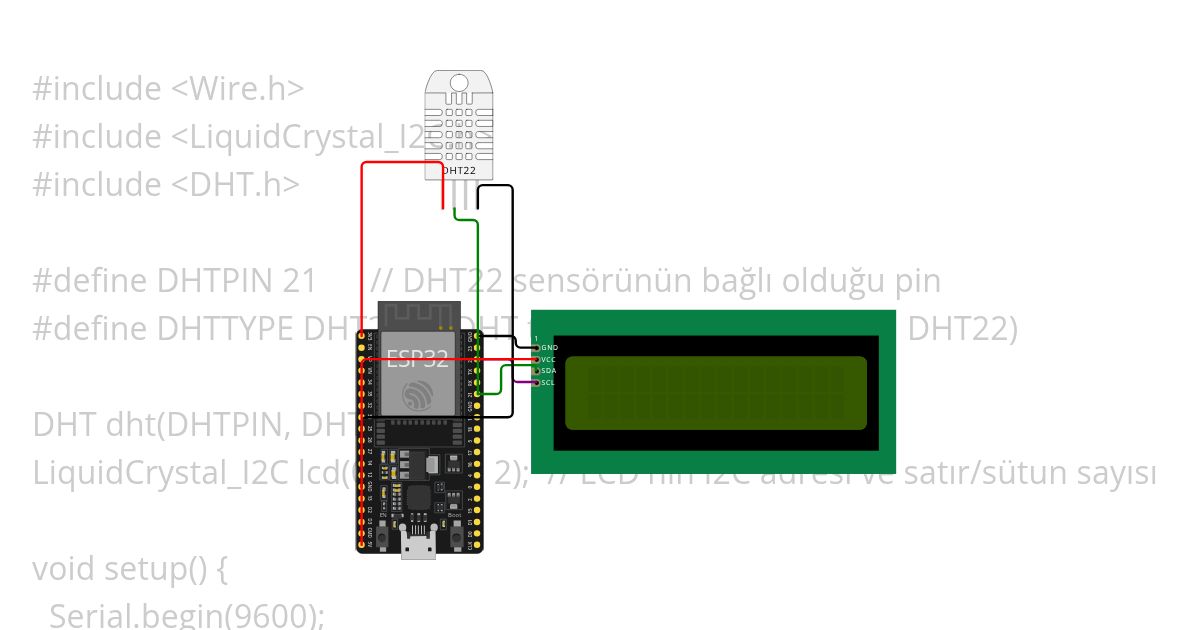 ESP32  az 4 portlu rev. dht22li simulation