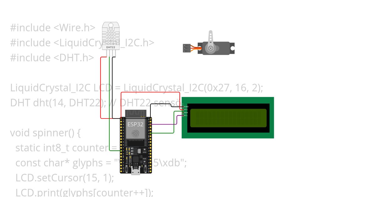 ESP32  dht22 LCD f simulation
