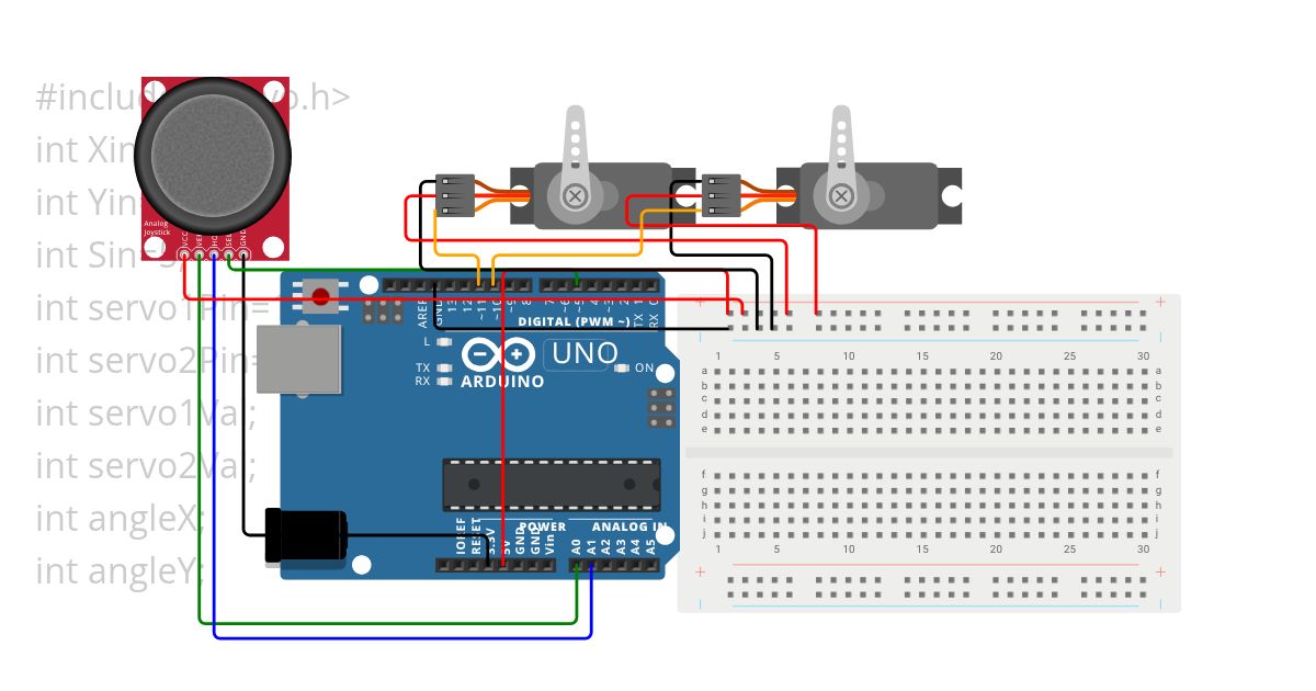 Servo control in X Y direction with Joystick simulation