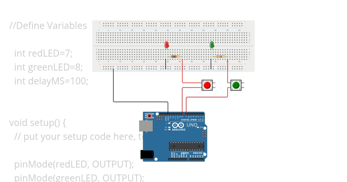 Two LEDs with Switches simulation