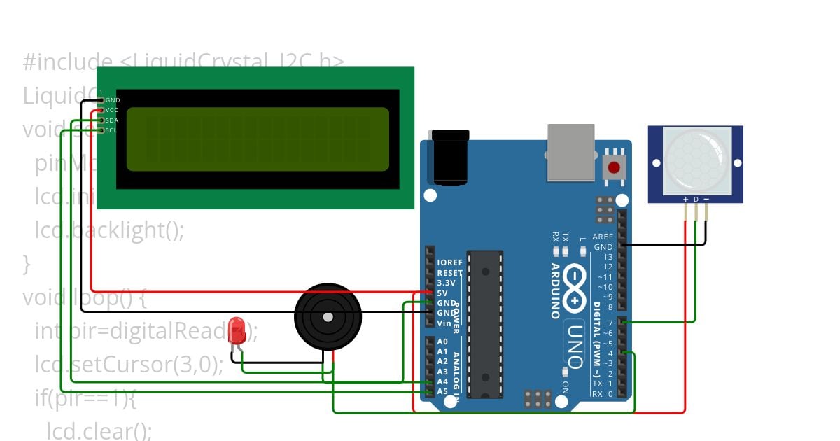 PIR_LCD_BUZZER simulation