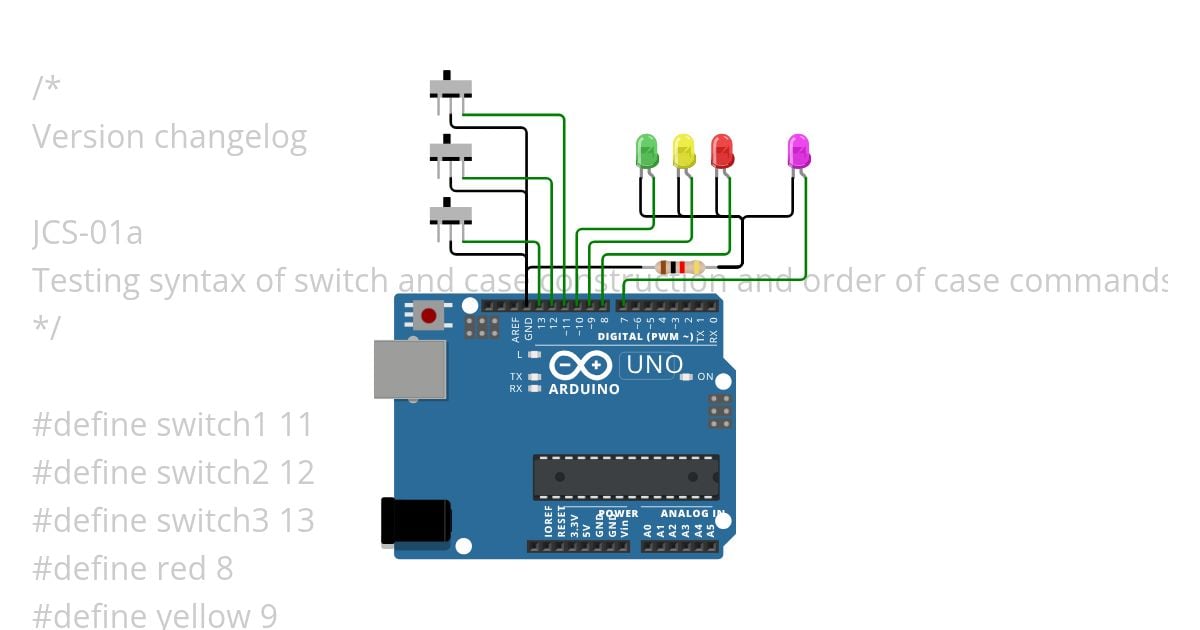 Test switch and case commands - JCS-01a simulation
