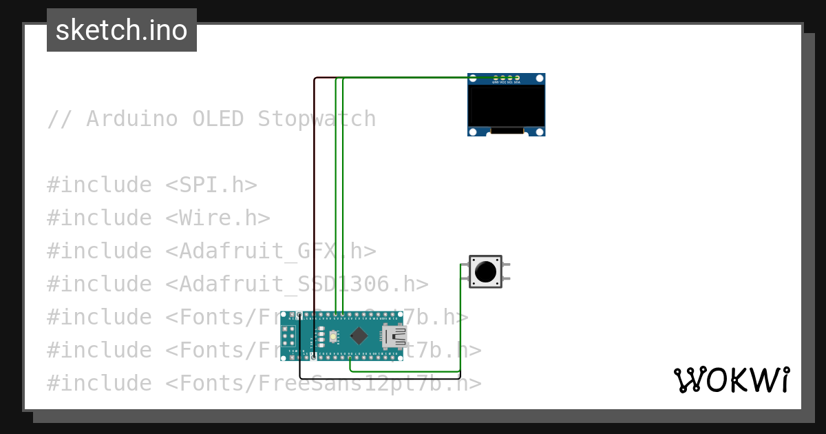 Oled stopwatch wokwi esp32 stm32 arduino simulator