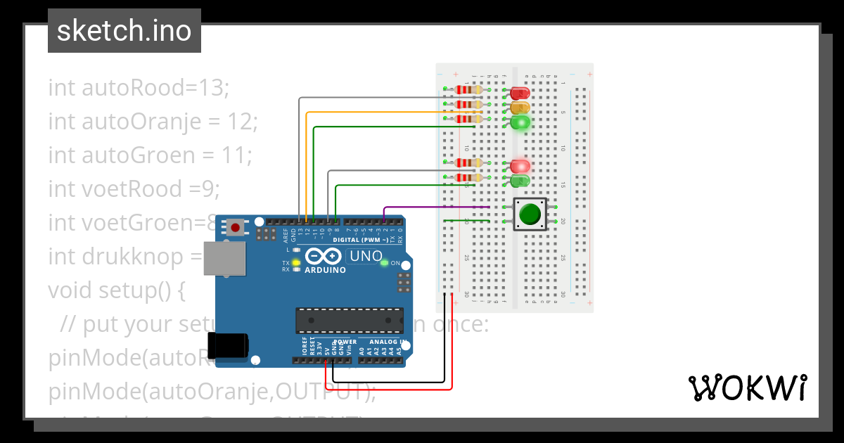 verkeerslicht voetgangers - Wokwi ESP32, STM32, Arduino Simulator