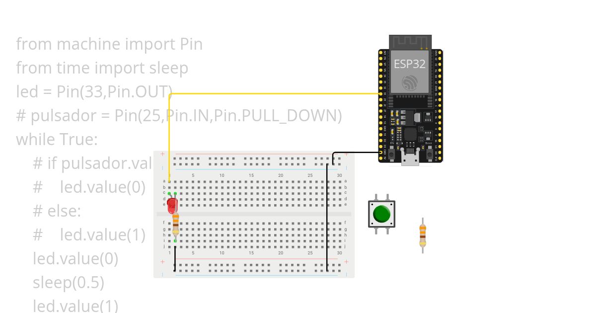 Led parpadeando ESP32 Micropython simulation