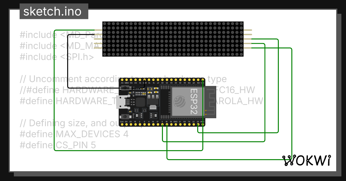 scroll matrix with esp32 ) Copy - Wokwi ESP32, STM32, Arduino Simulator