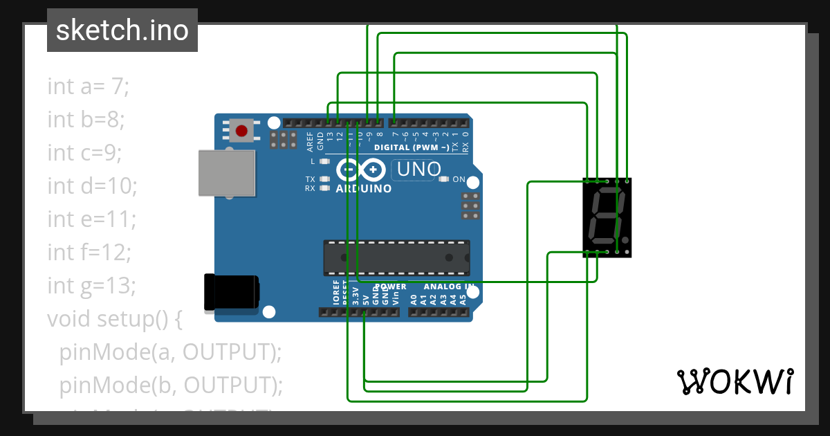 7 segment display - Wokwi ESP32, STM32, Arduino Simulator