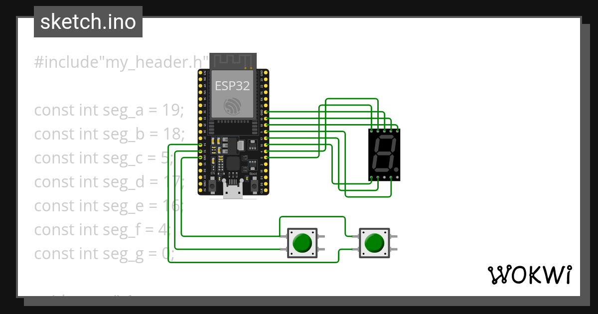 7 segment - Wokwi ESP32, STM32, Arduino Simulator