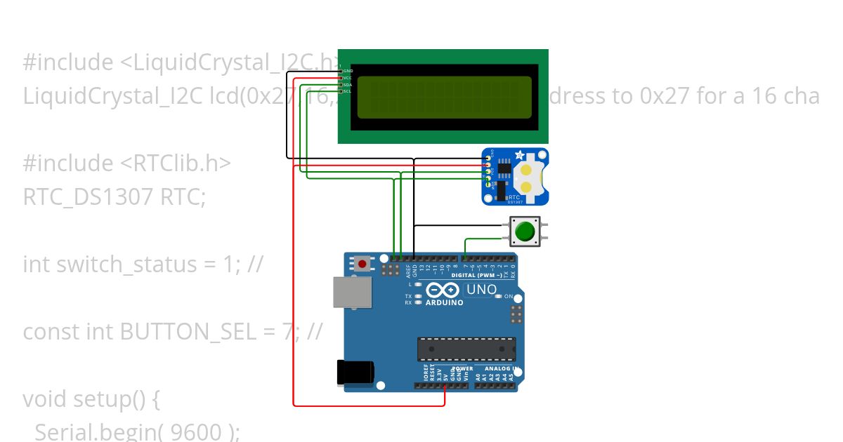 LCD 2x16 RTC - i2c Copy simulation