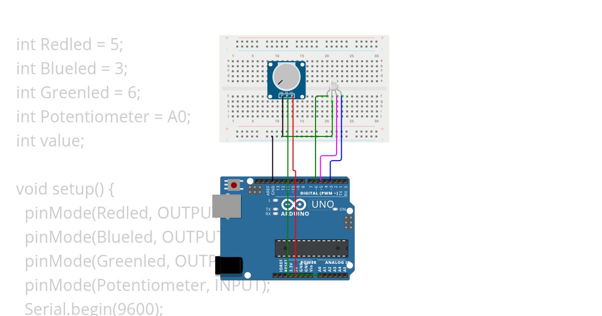 RGB led potensiometer simulation