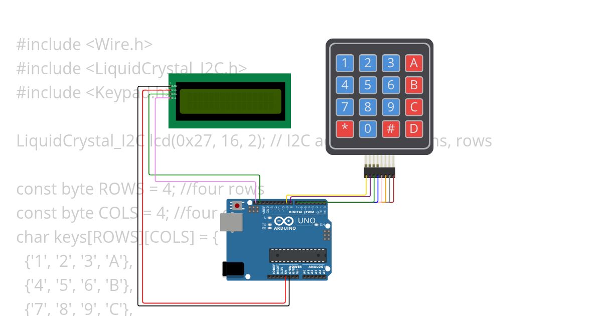 Keypad and LCD I2C with Arduino UNO Copy simulation