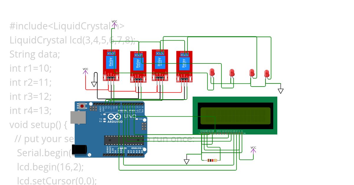 lcd ve relay devresi  simulation
