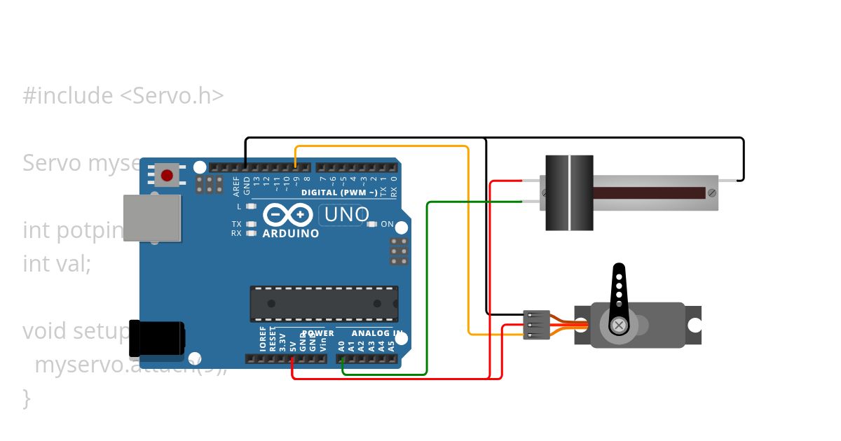 potansiyometre ile servo motor ayarı simulation