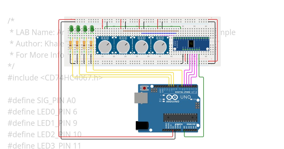 Arduino CD74HC4067 Example simulation