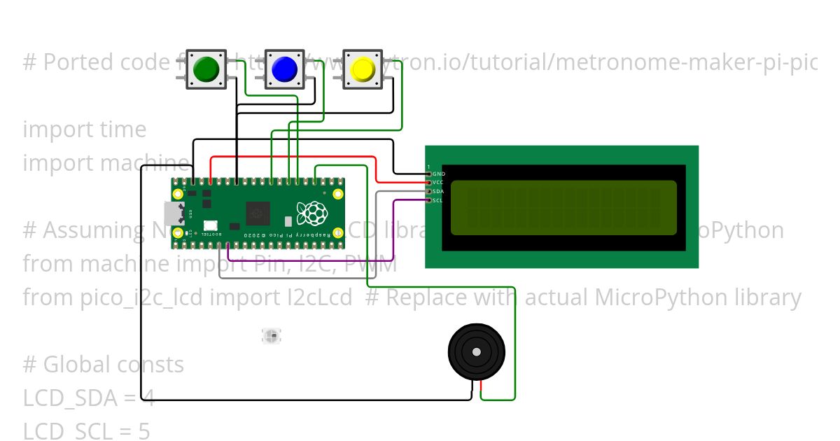 Pico LCD1602 Metronome simulation