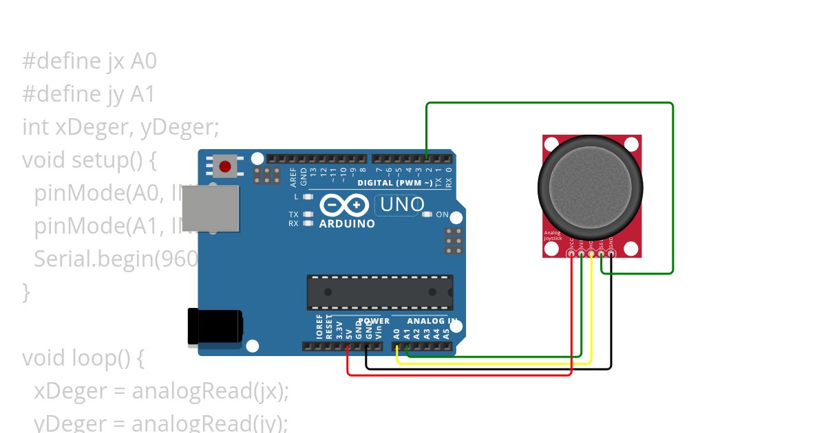 joystick ile araba far kontrolü simulation