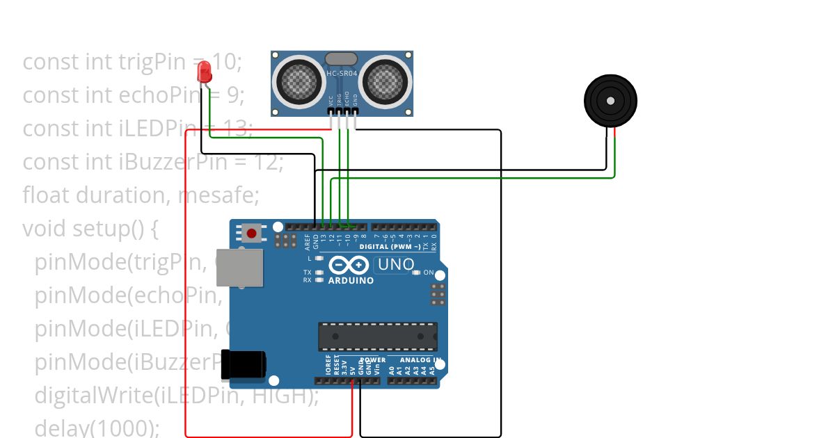 Buzzer ile park sensörü simulation