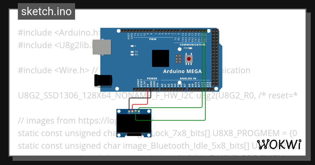 Arduino_OLED - Wokwi ESP32, STM32, Arduino Simulator