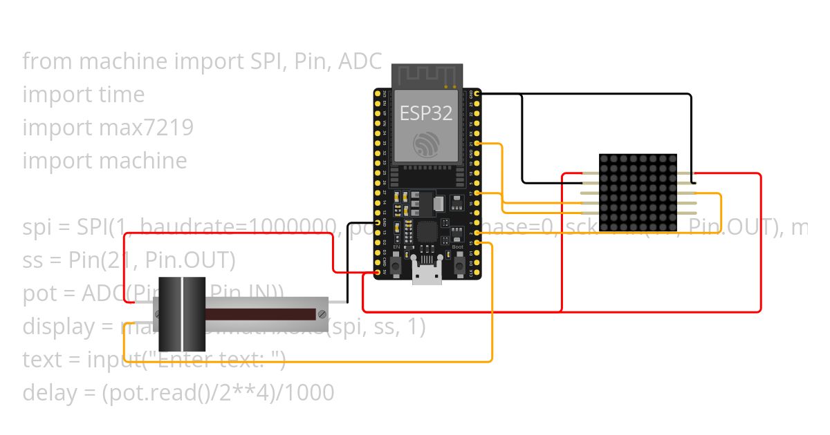 max7219 w pot - ESP32 simulation