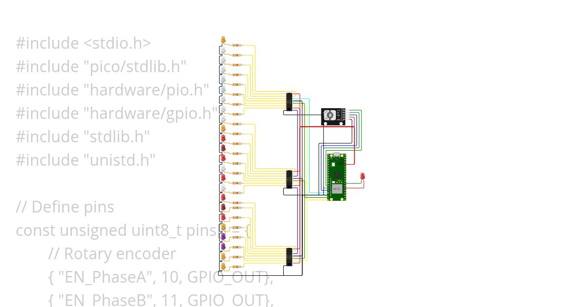 C++ Manage shift register  with rotary encoder inputs simulation