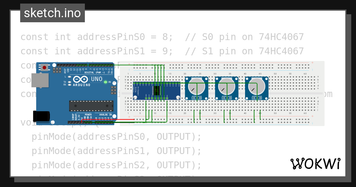 multiplexer project - Wokwi ESP32, STM32, Arduino Simulator