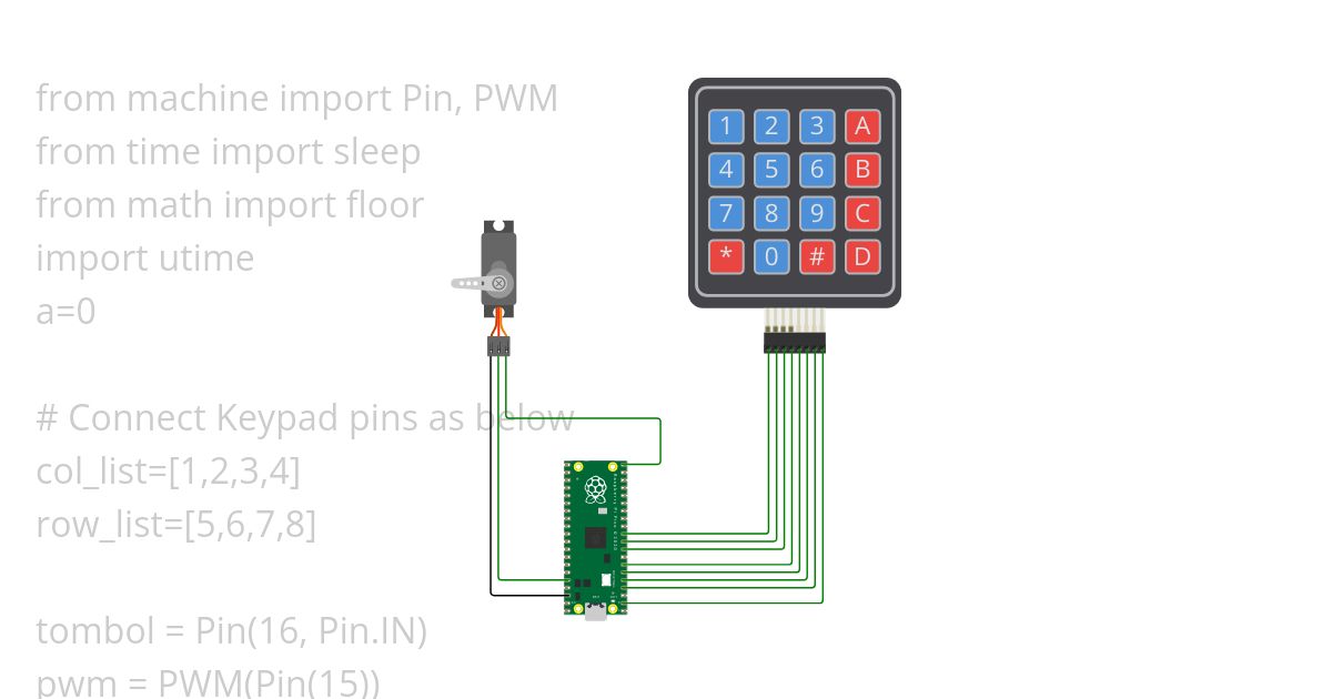 Raspberry Pico Keypad and Motor Servo For Security system simulation