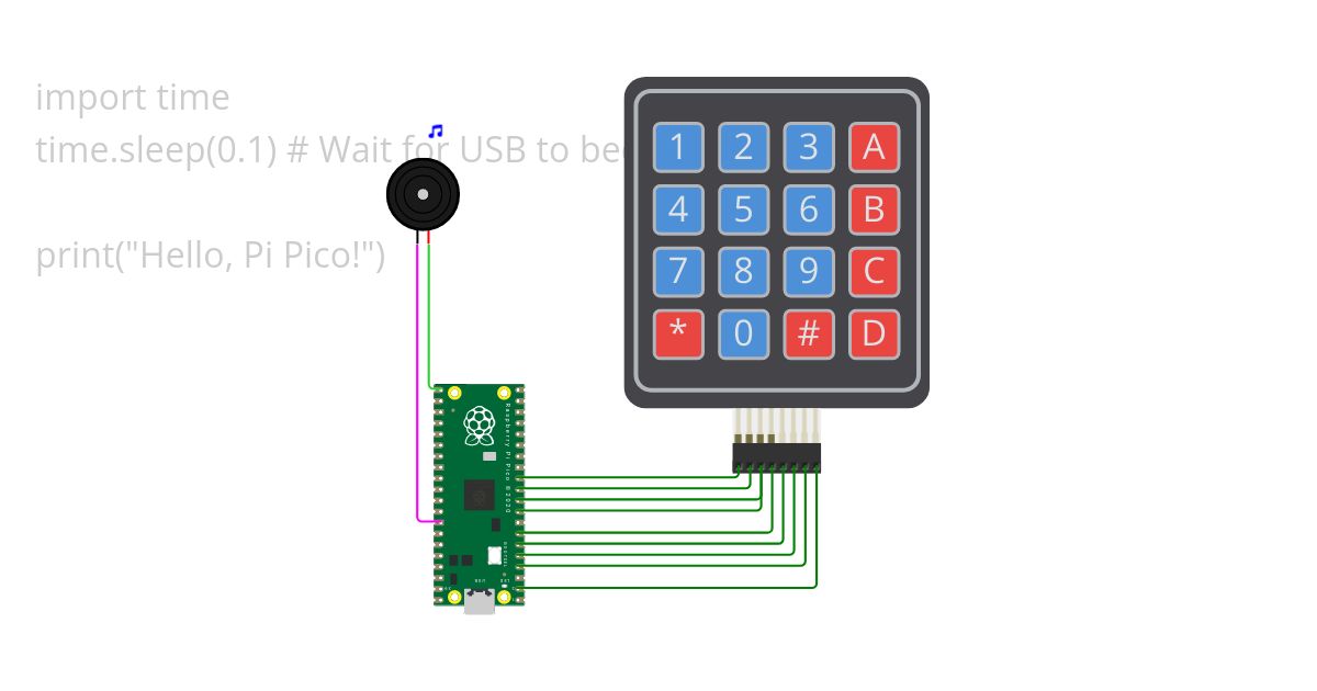 Raspberry Pico Keypad and Buzzer For Security system simulation