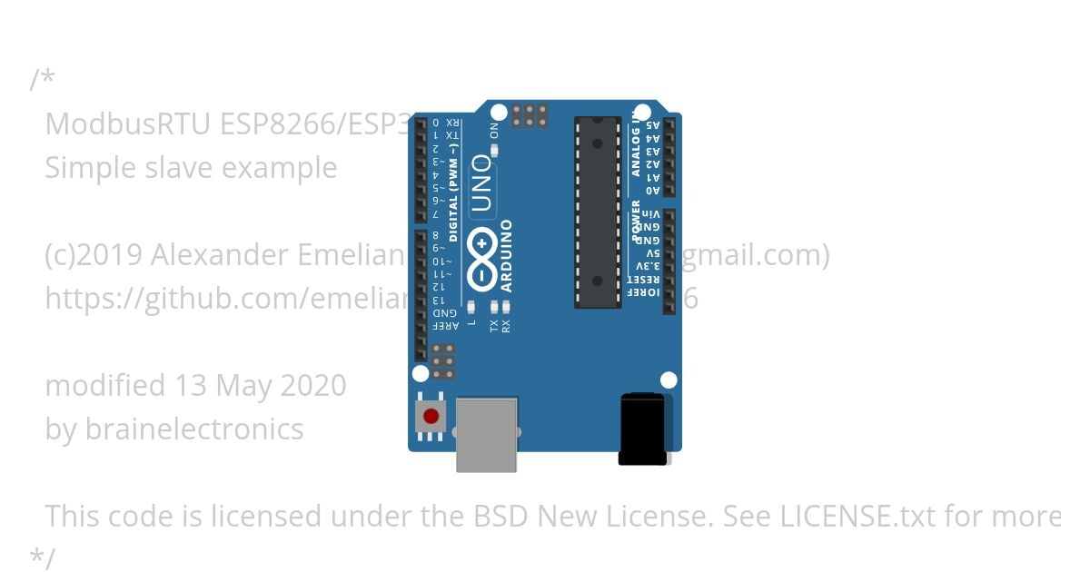 Arduino as ModbusRTU Slave simulation