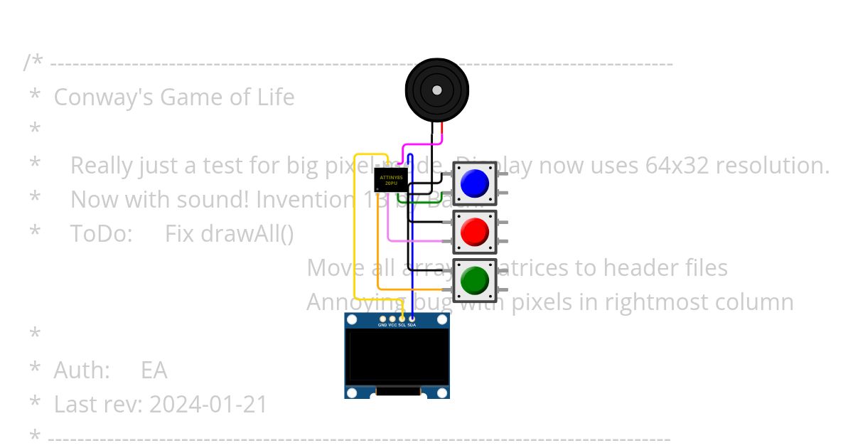 ATTiny85 GameOfLife simulation