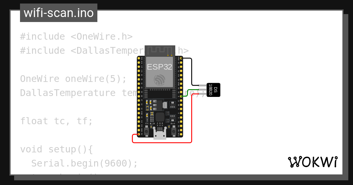 ds18b20 SENSOR - Wokwi ESP32, STM32, Arduino Simulator