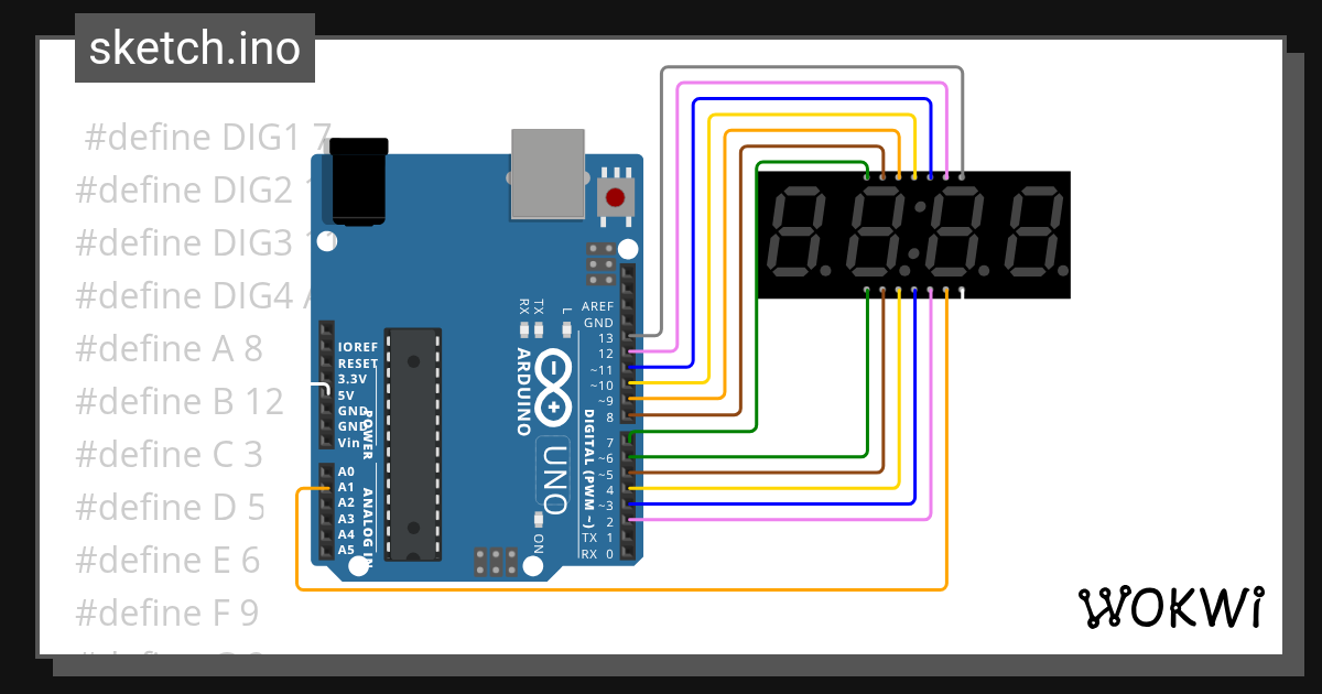 7 SEGMENT DISPLAY - Wokwi ESP32, STM32, Arduino Simulator