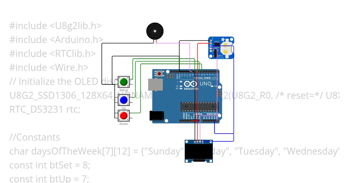 oled clock with UNO simulation
