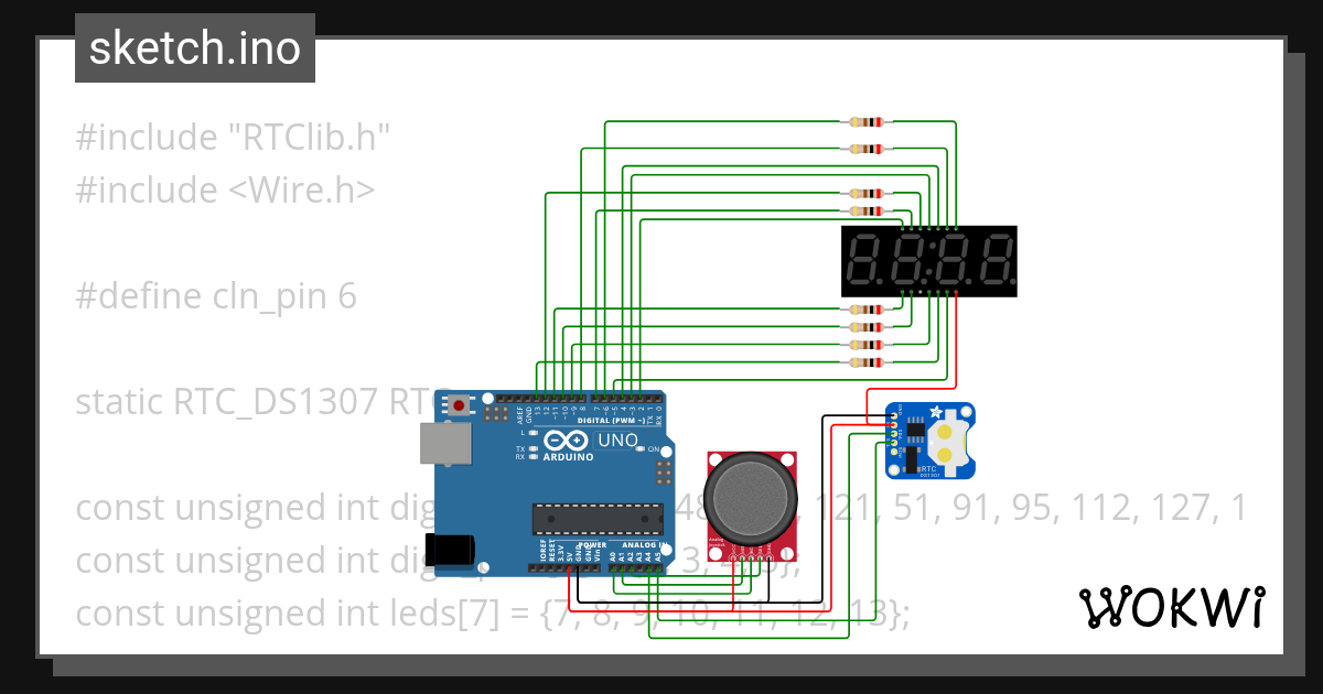 7-segment display time - Wokwi ESP32, STM32, Arduino Simulator