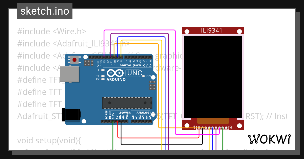 Utilização LCD TFT 1.8 - Wokwi ESP32, STM32, Arduino Simulator