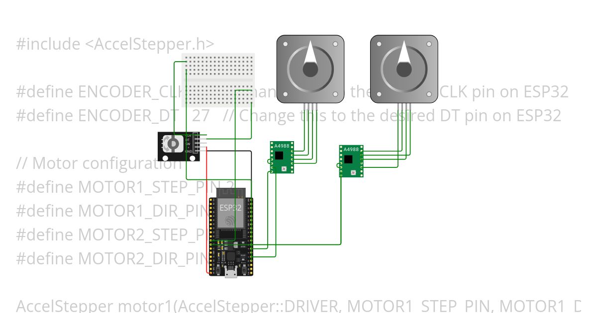 2Stepper motor a4988 with rotary encoder with esp32 Copy (2)robot arms legs simulation