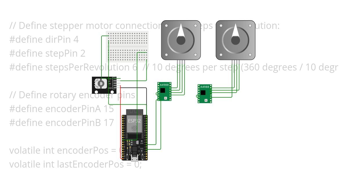 revolution Stepper motor a4988 with rotary encoder with esp32 Copy robot arms legs  simulation