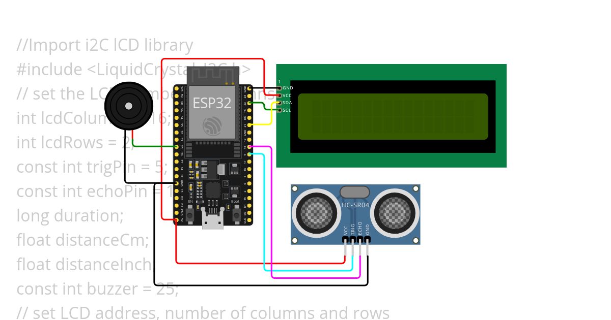 ijam-ESP32-LCD-Ultrasonic-Buzzer simulation