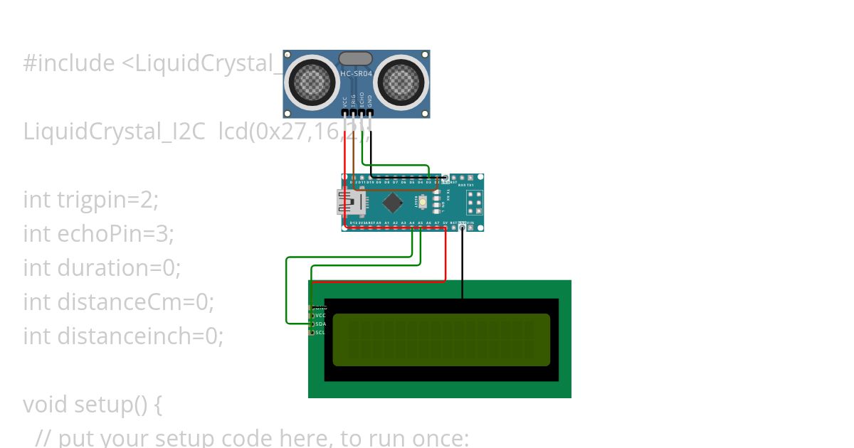 Distance Sensor With I2c lcd simulation