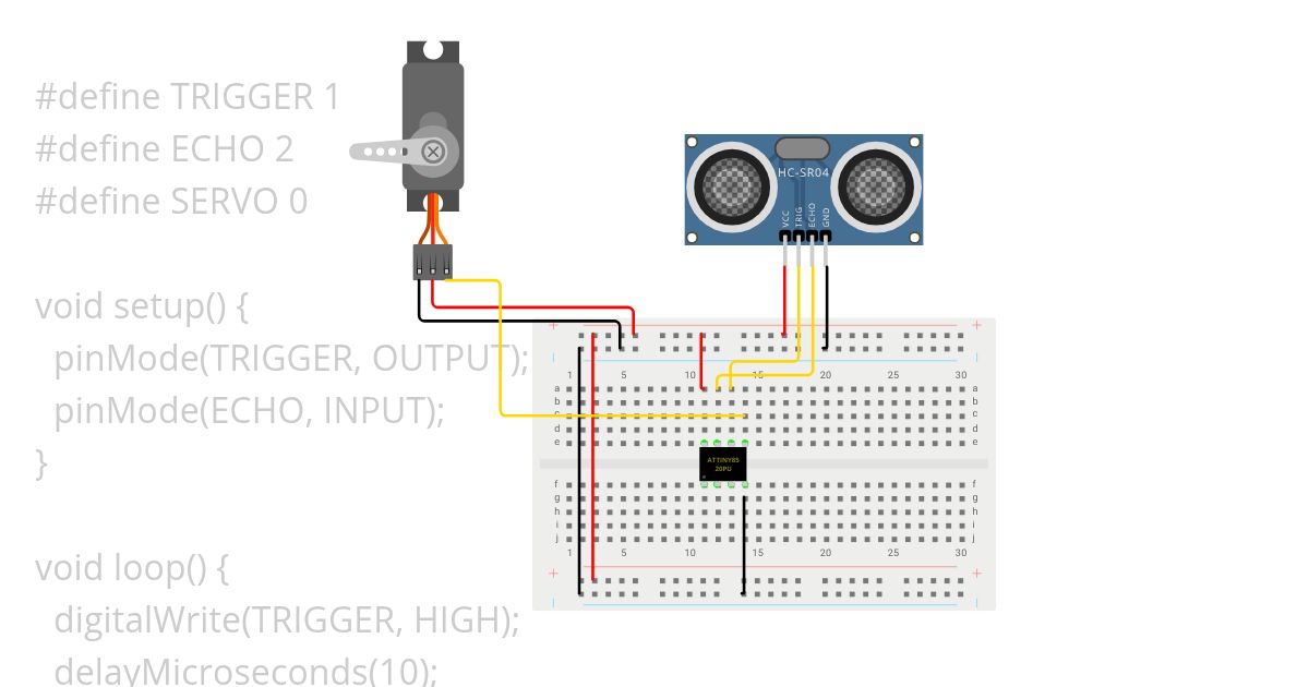 ATtiny85_Ultrasonicservo simulation