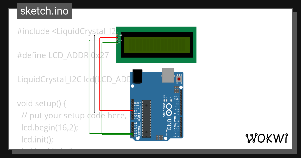 lcd I2C initialize - Wokwi ESP32, STM32, Arduino Simulator
